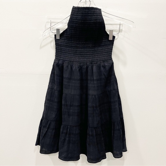 American Eagle Smocked Halter Mini Dress Black Small - Picture 2 of 8